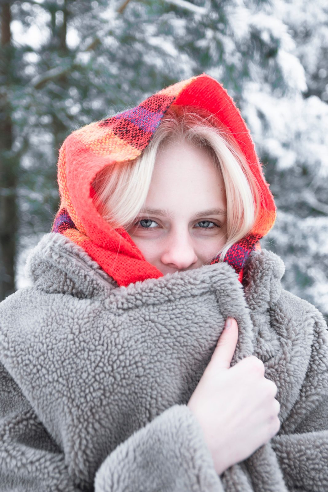 Wrapped in a fleecy-soft layer against winter cold